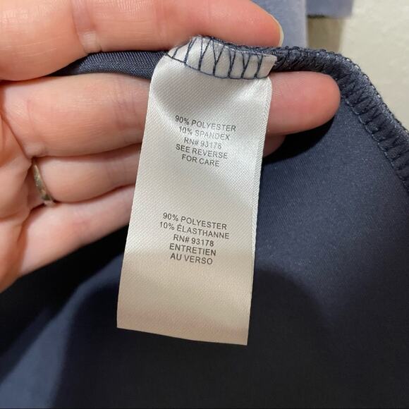 T Tahari Blue Faux Suede Long Line Open Front Jacket Womens XSP Preppy Coat - Picture 2 of 10